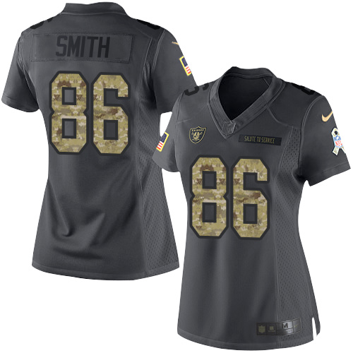 Women's Limited Lee Smith Nike Jersey Black - #86 2016 Salute to Service NFL Oakland Raiders